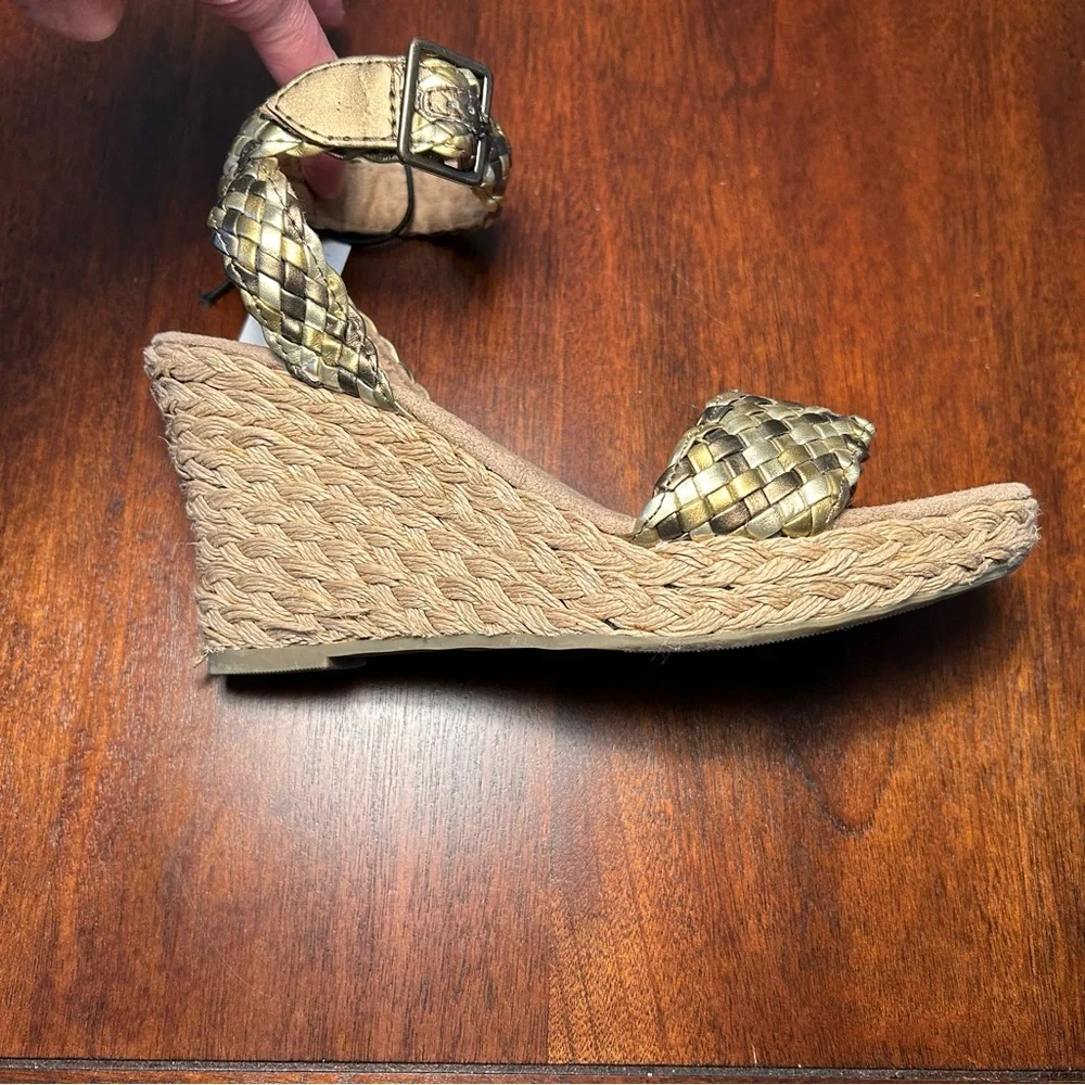 GAP Gold Braided Wedge Sandals